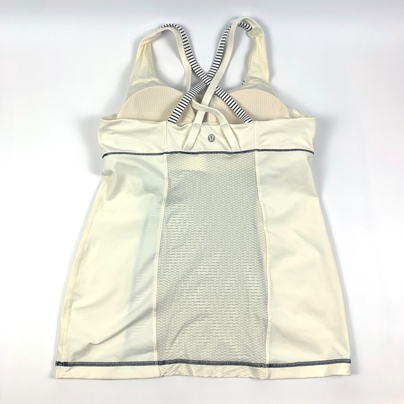 Lululemon Energy Tank Hyper Stripe Angel Wing Sz 4 Ivory Minimal Signs of Wear - Picture 7 of 10